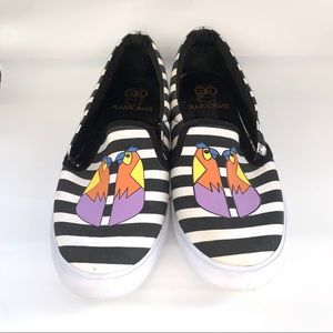Rara Avis | Canvas Shoe, Striped with Bird Print